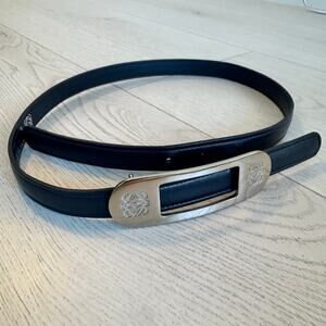 LOEWE calf leather Anagram logo Silver buckle belt Size 70 Spain Luxury Designer